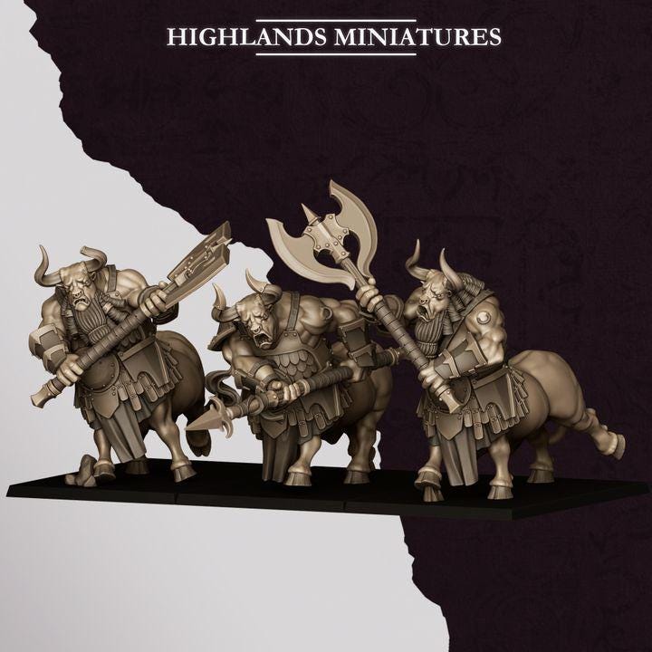 Marduk Minotaurs Miniatures | Cult of Marduk Monstrous Infantry Unit 28mm 32mm 3D Printed DnD RPG Wargaming | Highlands Miniatures - Border3d