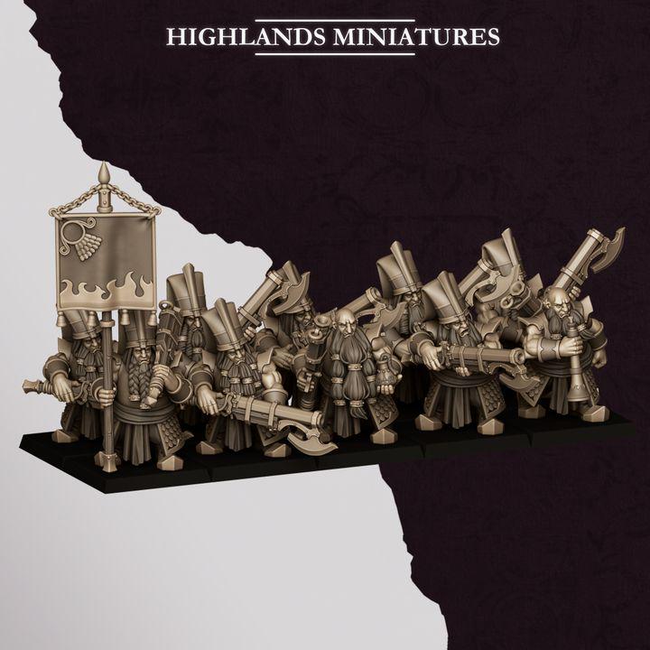 Marduk Shooters Miniatures | Sons of Marduk Blunderbuss Jezail Ranged Infantry 28mm 32mm 3D Printed DnD RPG | Highlands - Border3d
