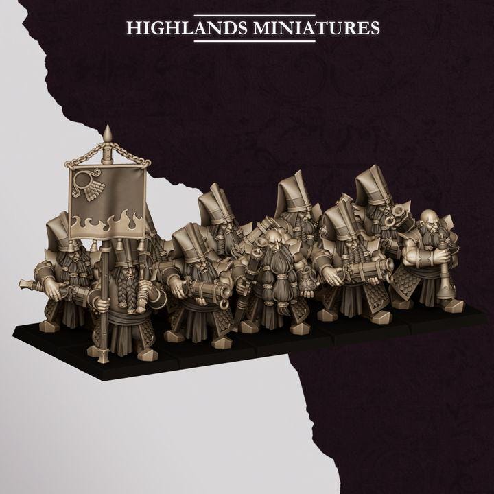 Marduk Shooters Miniatures | Sons of Marduk Blunderbuss Jezail Ranged Infantry 28mm 32mm 3D Printed DnD RPG | Highlands - Border3d