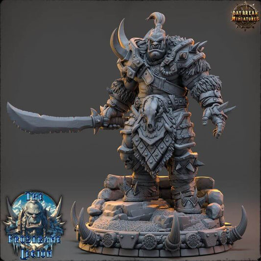 Medhren Iceslice The Frostbane Legion miniature figurine with armor and sword.