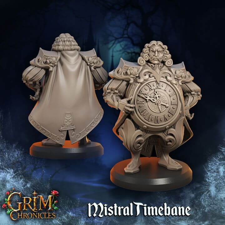 "Mistral Timebane Grim Chronicles miniature back view Border3D LLC"