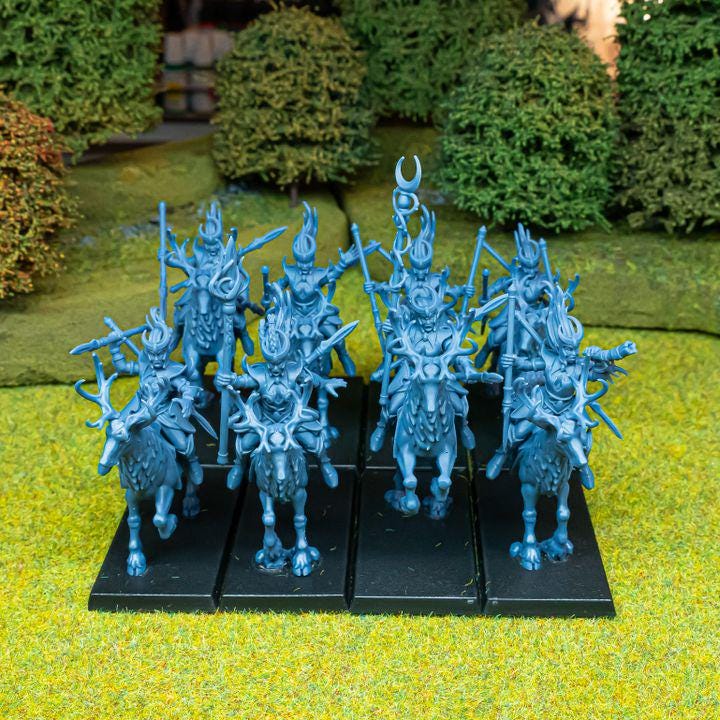 Moonlight Sisters Cavalry Miniatures | Feral Elf Wild Hunt Riders 28mm 32mm 3D Printed DnD RPG Wargaming | Highlands Miniatures - Border3d