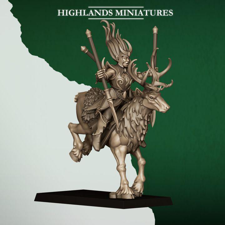 Moonlight Sisters Cavalry Miniatures | Feral Elf Wild Hunt Riders 28mm 32mm 3D Printed DnD RPG Wargaming | Highlands Miniatures - Border3d