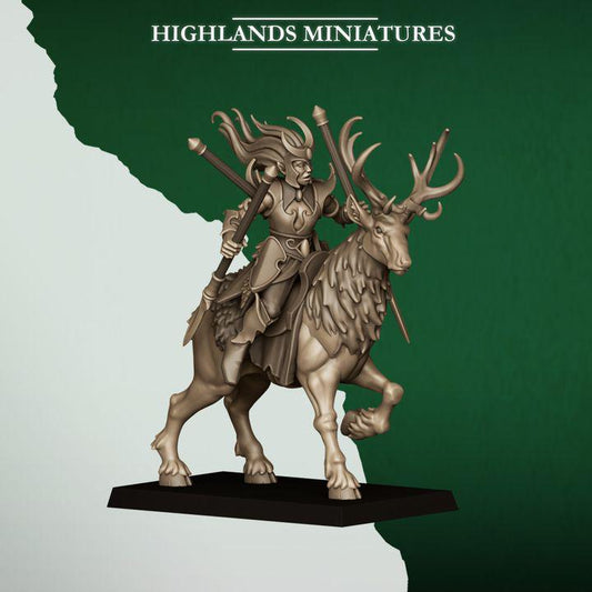 Moonlight Sisters Cavalry Miniatures | Feral Elf Wild Hunt Riders 28mm 32mm 3D Printed DnD RPG Wargaming | Highlands Miniatures - Border3d