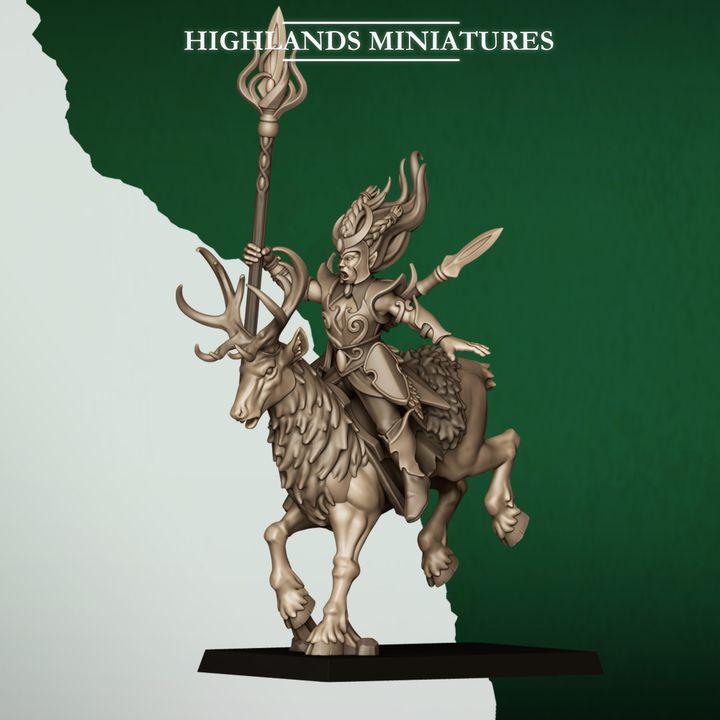 Moonlight Sisters Cavalry Miniatures | Feral Elf Wild Hunt Riders 28mm 32mm 3D Printed DnD RPG Wargaming | Highlands Miniatures - Border3d
