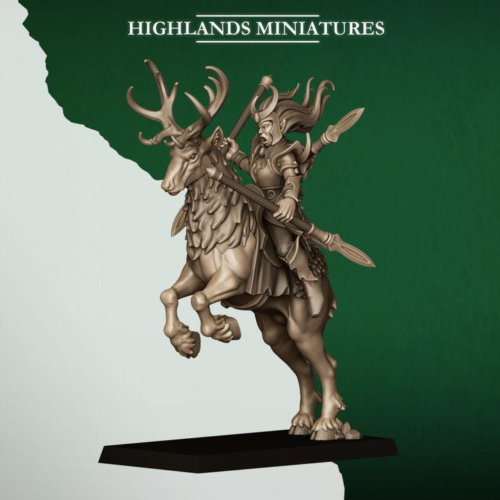 Moonlight Sisters Cavalry Miniatures | Feral Elf Wild Hunt Riders 28mm 32mm 3D Printed DnD RPG Wargaming | Highlands Miniatures - Border3d