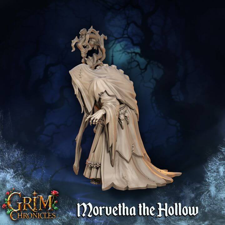 "Morvetha The Hollow Grim Chronicles miniature back view Border3D LLC"
