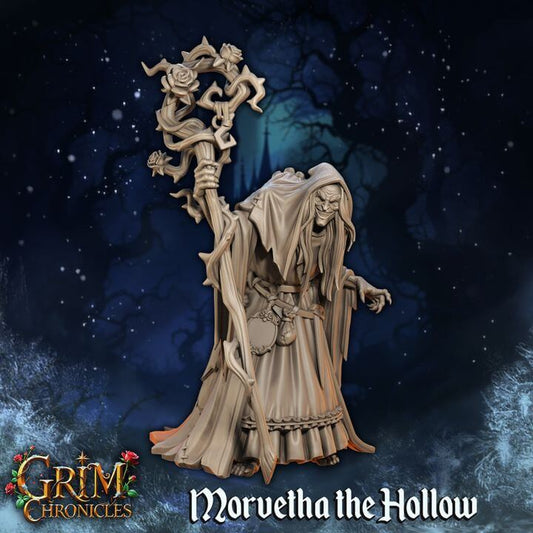 "Morvetha The Hollow Grim Chronicles 3D resin miniature front view Border3D LLC"