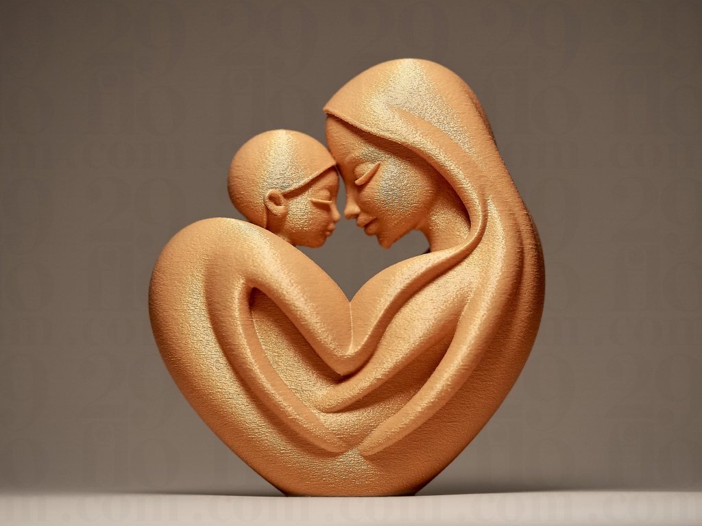 Mother Holding a Child Sculpture by 29Flo - Border3d