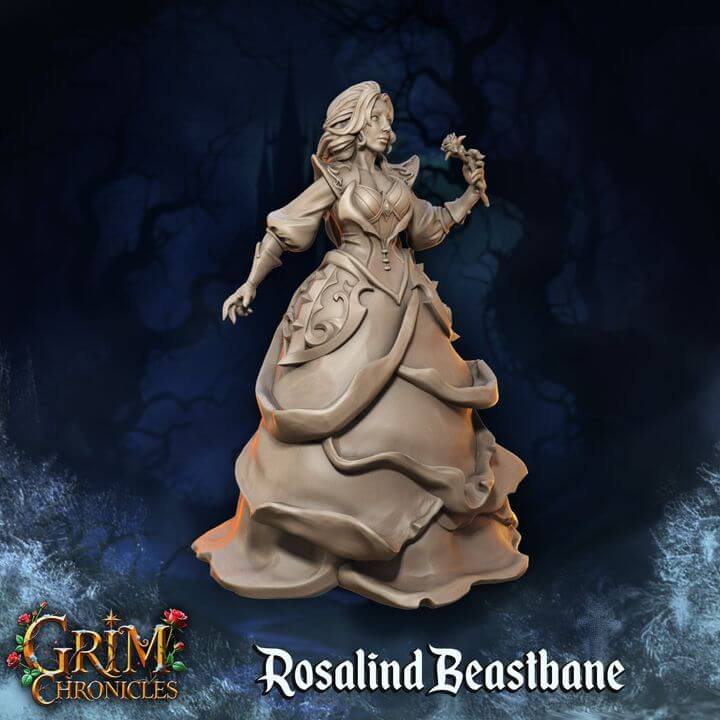 "Rosalind Beastbane Grim Chronicles miniature back view Border3D LLC"