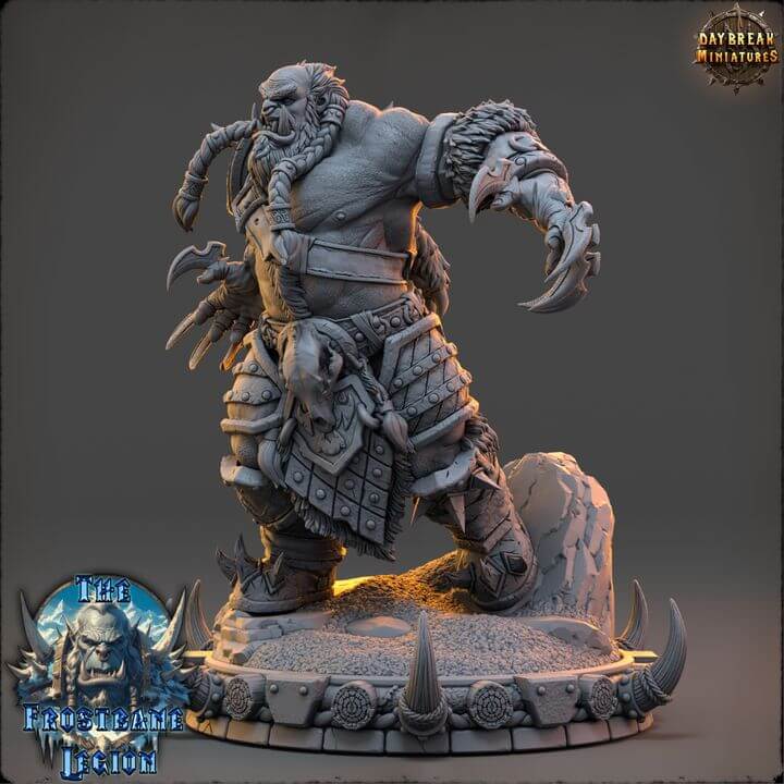 Skalgrim The Unyielding Frostbane Legion collectible figurine with intricate details by Daybreak Miniatures.