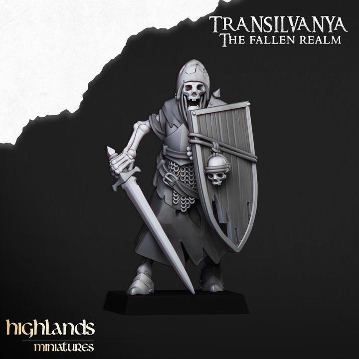 Skeletal Guard Unit 3D Miniature | Highlands Miniatures | 32mm Resin DnD Undead Wargaming - Border3d
