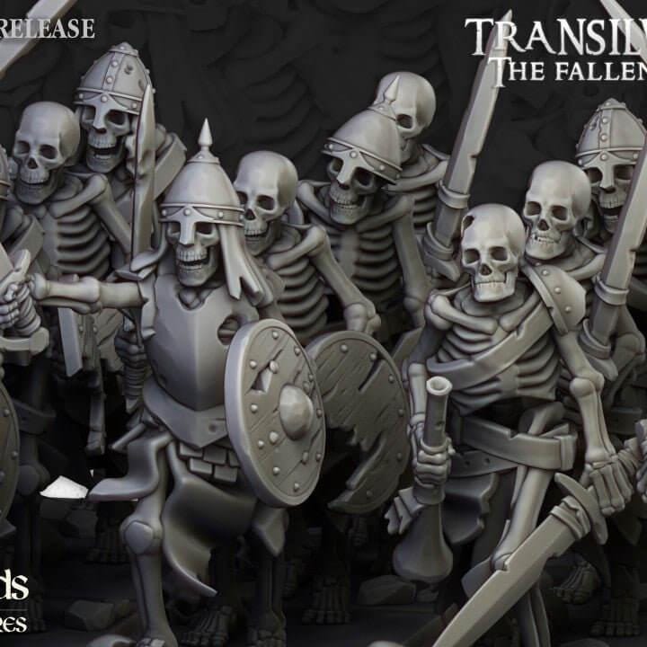 Skeleton Warrior Miniature 32mm | Undead Infantry 3D Printed DnD RPG | Dark Fantasy Wargame Unit | Necromancer Army | Dungeon Master Gift - Border3d