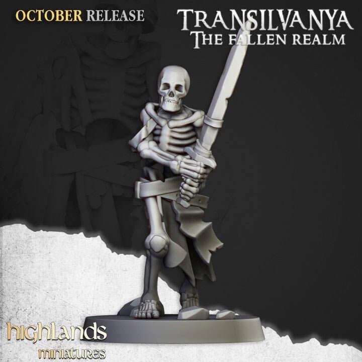 Skeleton Warrior Miniature 32mm | Undead Infantry 3D Printed DnD RPG | Dark Fantasy Wargame Unit | Necromancer Army | Dungeon Master Gift - Border3d