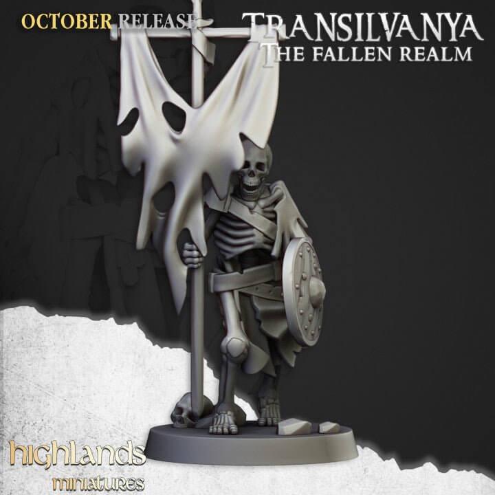 Skeleton Warrior Miniature 32mm | Undead Infantry 3D Printed DnD RPG | Dark Fantasy Wargame Unit | Necromancer Army | Dungeon Master Gift - Border3d