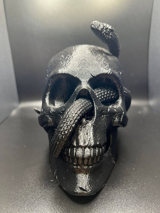 "Snake Inside the Skull Geoff Hex3d 3D printed PLA+ diorama front view Border3D LLC"