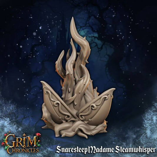 Snaresteep Madame Steamwhisper Grim Chronicles 3D resin miniature front view Border3D LLC