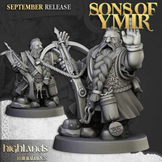 Sons of Ymir Dwarf Crossbowmen Miniature | 32mm Resin DnD RPG Wargame Unit - Border3d