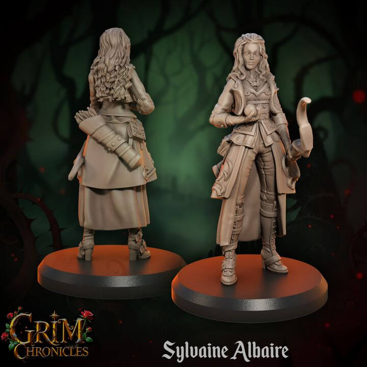 Detailed sculpture of Sylvaine Albaire Grim Chronicles character on display.