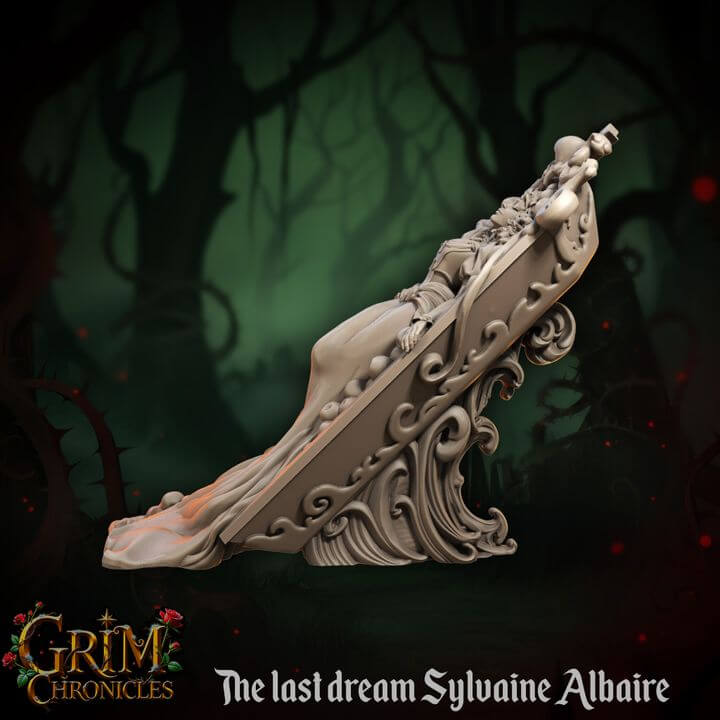 Last dream sylvaine albaire Grim Chronicles resin miniature, dark fantasy design by Border3D LLC