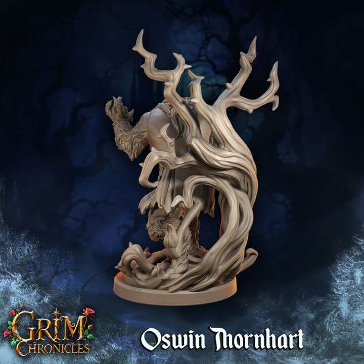 The Monster Oswin Thornhart Grim Chronicles miniature depicting a dark, twisted figure entwined with gnarled branches.