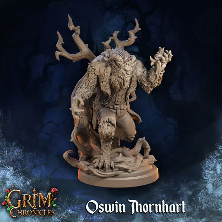 The Monster Oswin Thornhart Grim Chronicles miniature with twisted armor and tattered cloak