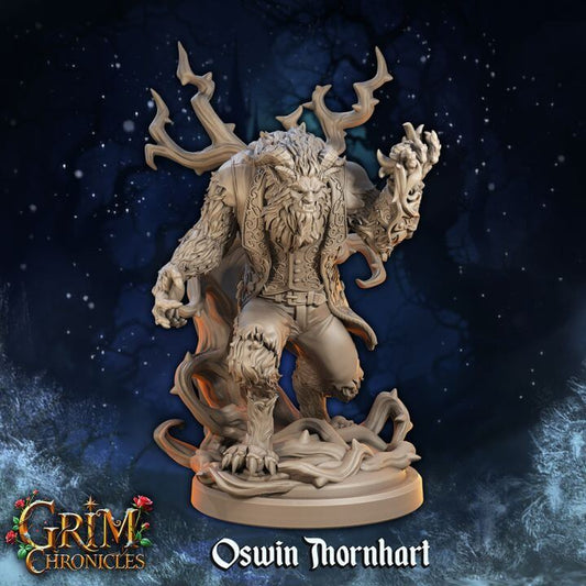 The Monster Oswin Thornhart Grim Chronicles figurine displaying detailed monster design and dark fantasy theme.