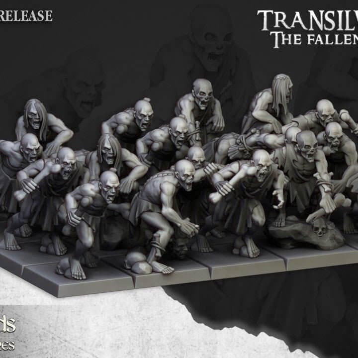 Undead Ghouls Miniature Set | 32mm Horror DnD RPG Figures, Dark Fantasy Wargame Unit - Border3d