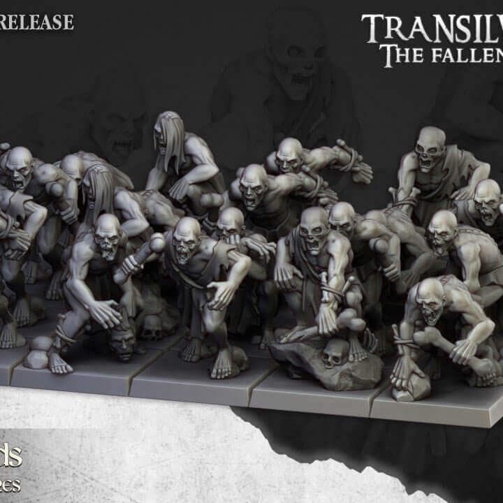 Undead Ghouls Miniature Set | 32mm Horror DnD RPG Figures, Dark Fantasy Wargame Unit - Border3d