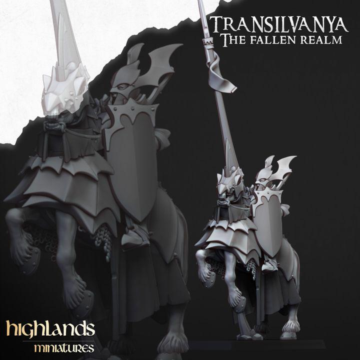 Vampire Knights 3D Miniature | Highlands Miniatures | 32mm Resin DnD Undead Cavalry Tabletop RPG - Border3d