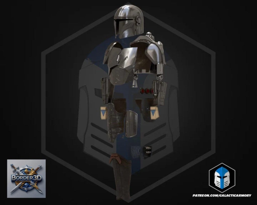 Wearable Bounty Hunter Armor Set | 3D Printed Cosplay Helmet, Body, Jetpack PLA+ Raw - Border3d