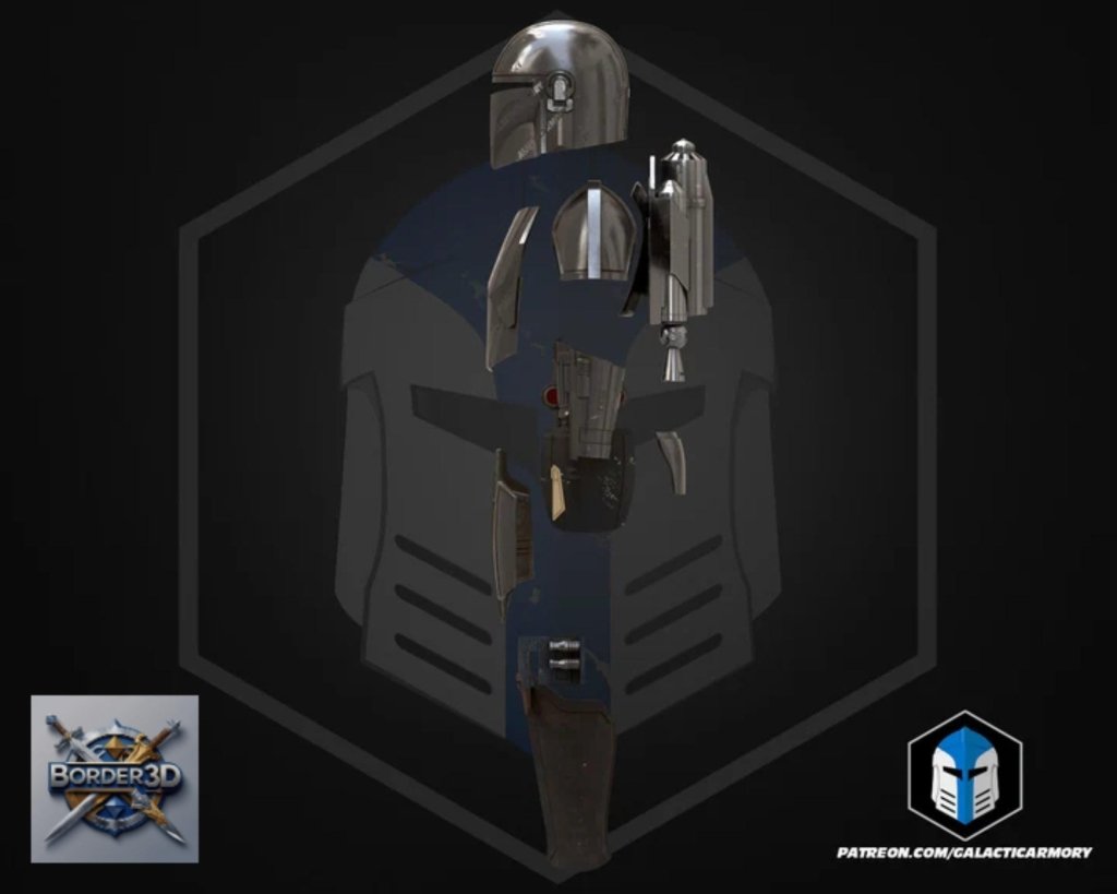 Wearable Bounty Hunter Armor Set | 3D Printed Cosplay Helmet, Body, Jetpack PLA+ Raw - Border3d