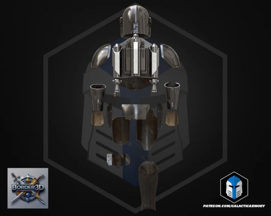 Wearable Bounty Hunter Armor Set | 3D Printed Cosplay Helmet, Body, Jetpack PLA+ Raw - Border3d