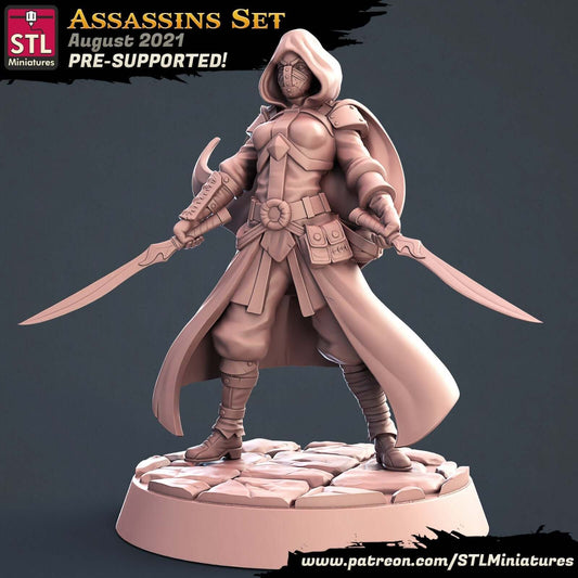 "Assassin A By STL Miniatures resin miniature front view Border3D LLC"