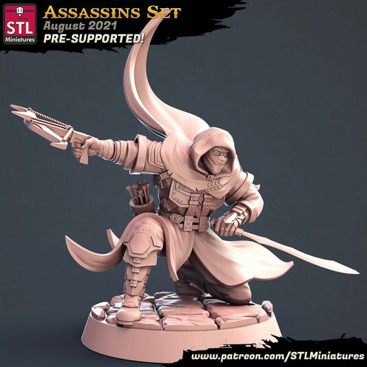 "Assassin B By STL Miniatures resin miniature front view Border3D LLC"