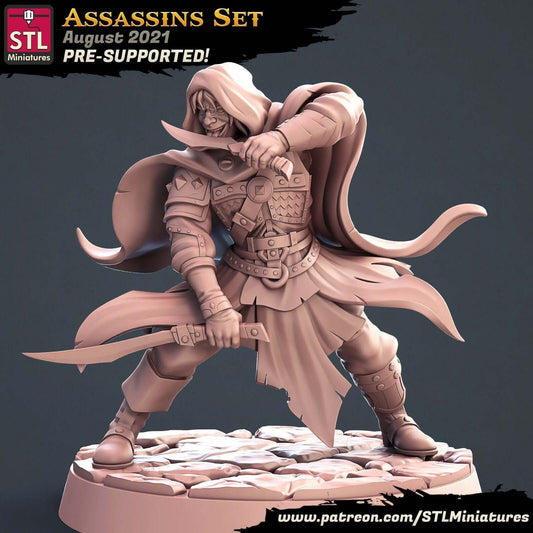 "Assassin C STL Miniatures resin miniature front view Border3D LLC"