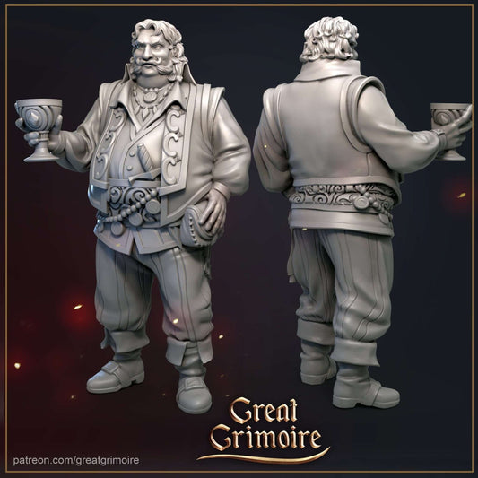 "Grim Miniatures Baron Great Grimoire Miniatures resin miniature front view Border3D LLC"
