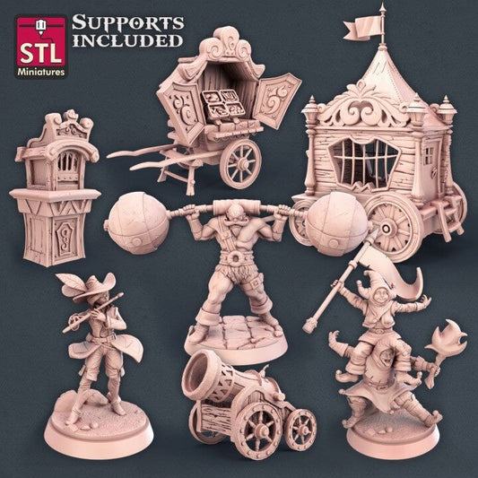 "Carnival Set By STL Miniatures 3D resin terrain front view Border3D LLC"