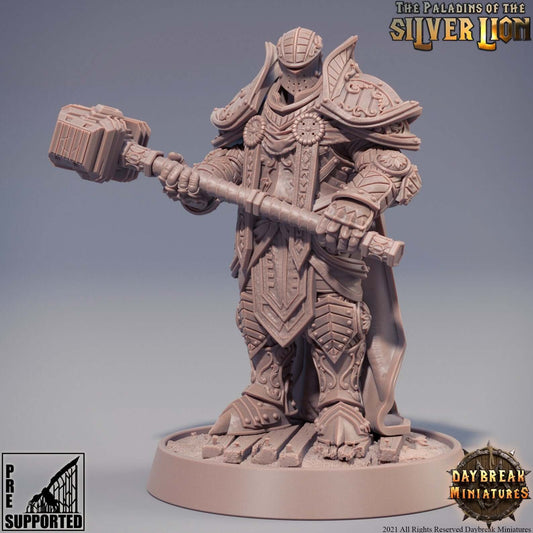 "Daybreak Miniatures Chlodvig Du Marteau Lourd resin miniature front view Border3D LLC"