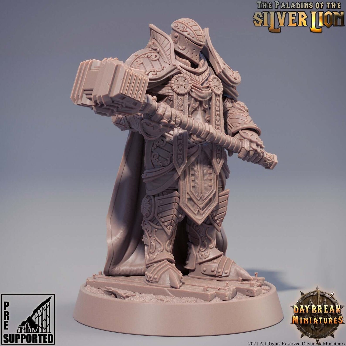 "Daybreak Miniatures Chlodvig Du Marteau Lourd mighty warrior side angle Border3D LLC"