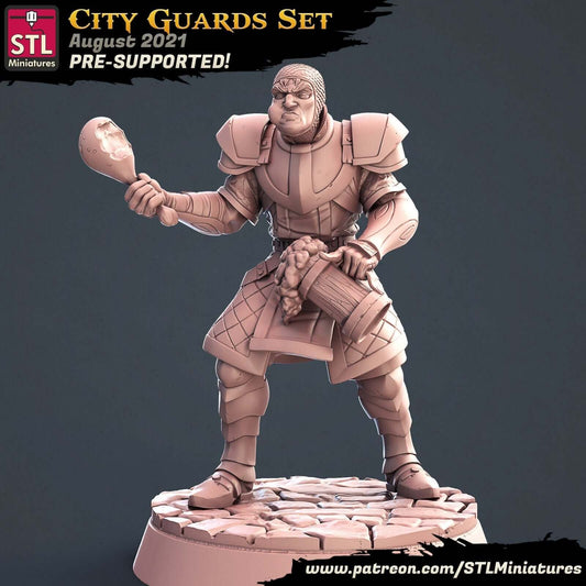 "City Guard B STL Miniatures Border3d resin miniature front view Border3D LLC"