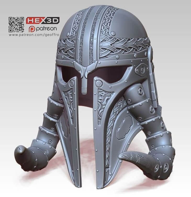 "Cosplay Helmet Unisex 5 Cosplay Commission Armor Prop Geoffro side angle Border3D LLC"