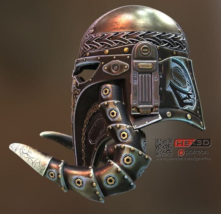 "Cosplay Helmet Unisex 5 Cosplay Commission Armor Prop Geoffro detail close-up Border3D LLC"