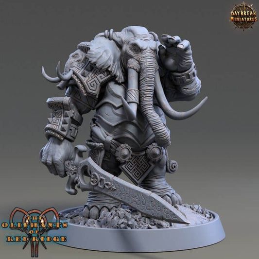 resin Daybreak Miniatures Cyrus Swordtusk The Oliphants Of Red Ridge 3D Printed 32mm Or 75mm Scale Resin Model By miniature by Daybreak Miniatures — handcrafted by Border3D LLC