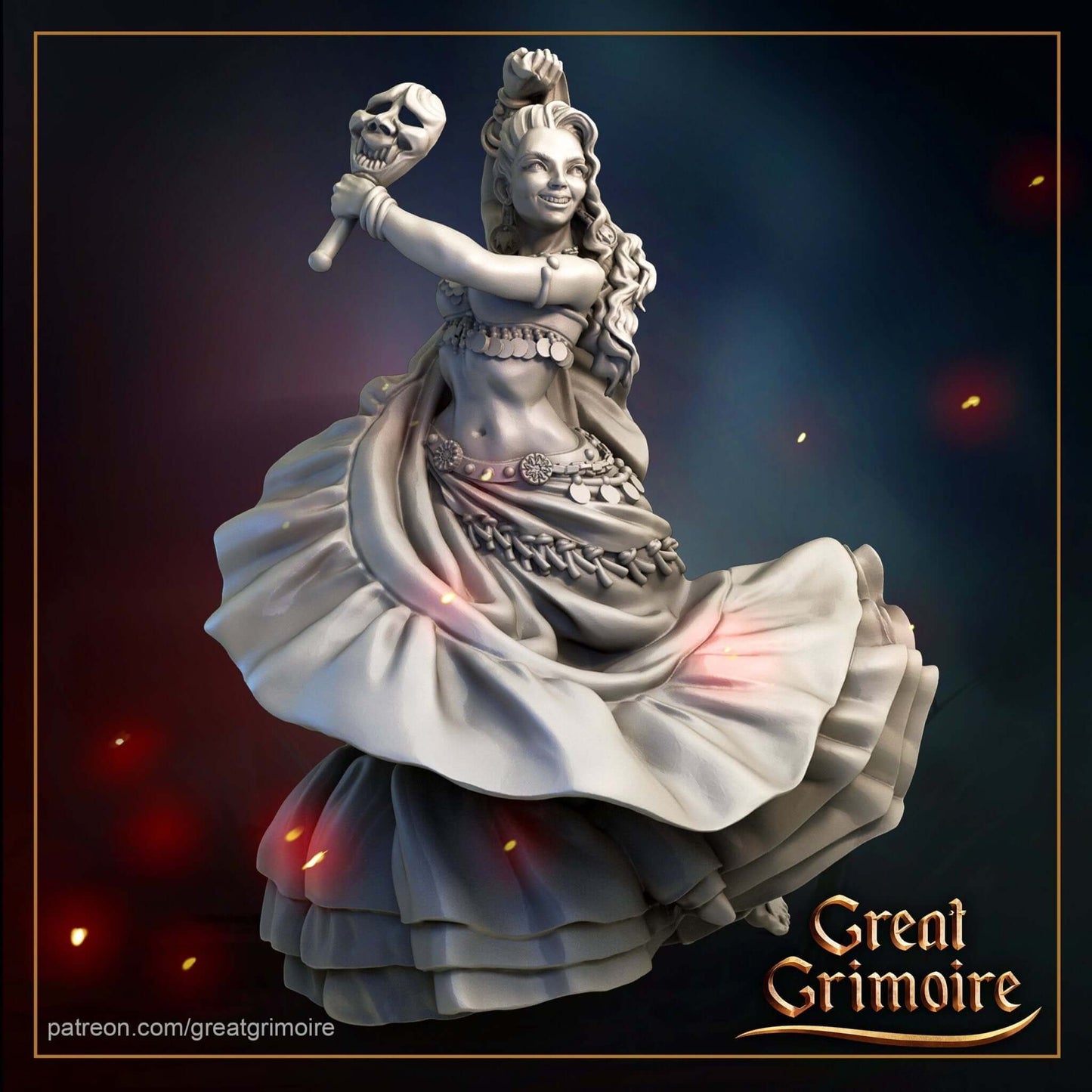 "Grim Miniatures Dancer Great Grimoire Miniatures graceful performer side angle Border3D LLC"