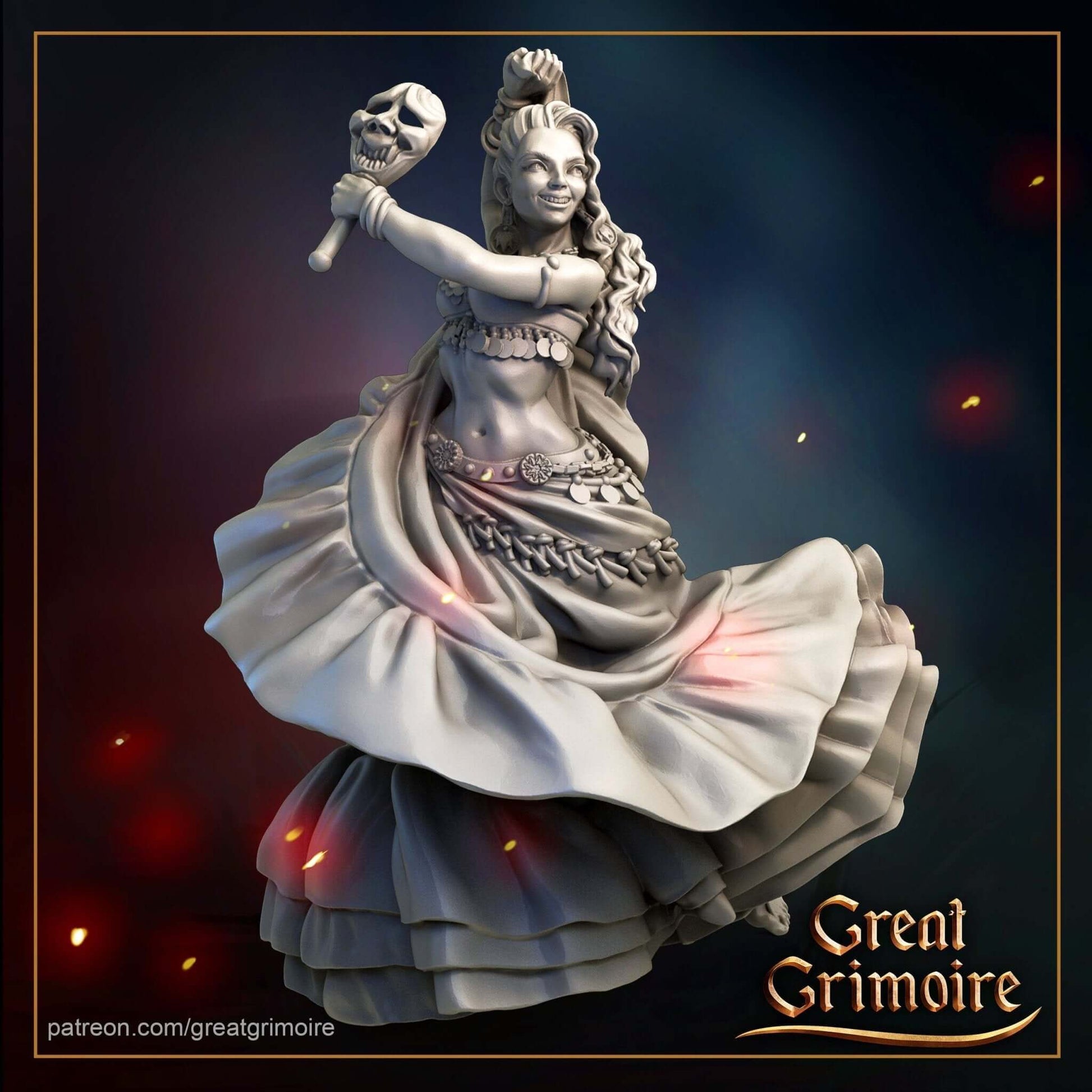 "Grim Miniatures Dancer Great Grimoire Miniatures graceful performer side angle Border3D LLC"