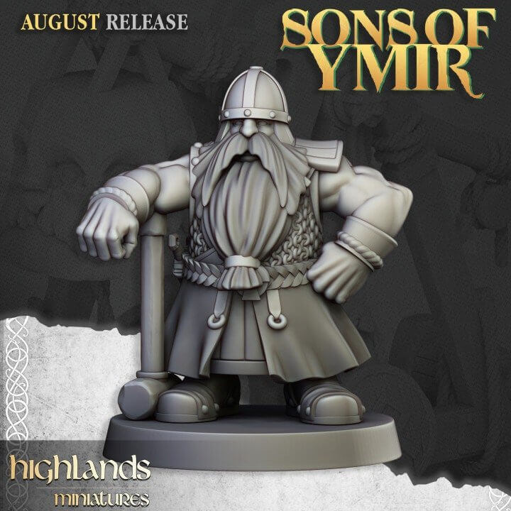 "Highlands Miniatures Dwarf Catapult Sons Of Ymir miniature back view Border3D LLC"