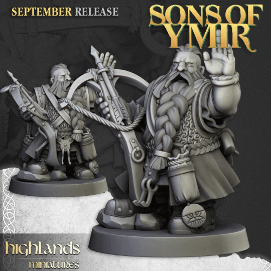 "Highlands Miniatures Dwarf Crossbowmen Sons Of Ymir reinforced armor showcase Border3D LLC"