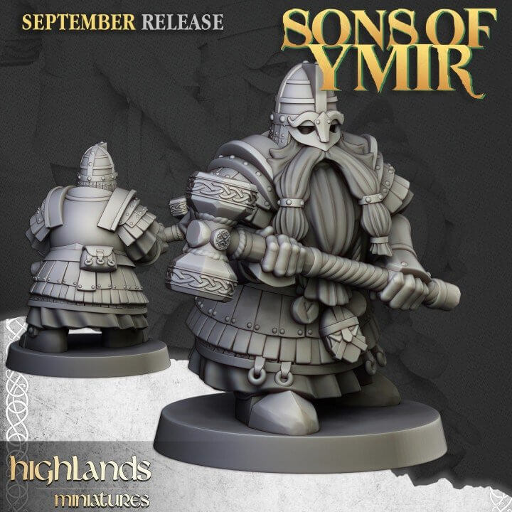 "Highlands Miniatures Dwarf Kingsguard Sons Of Ymir painted showcase example Border3D LLC"