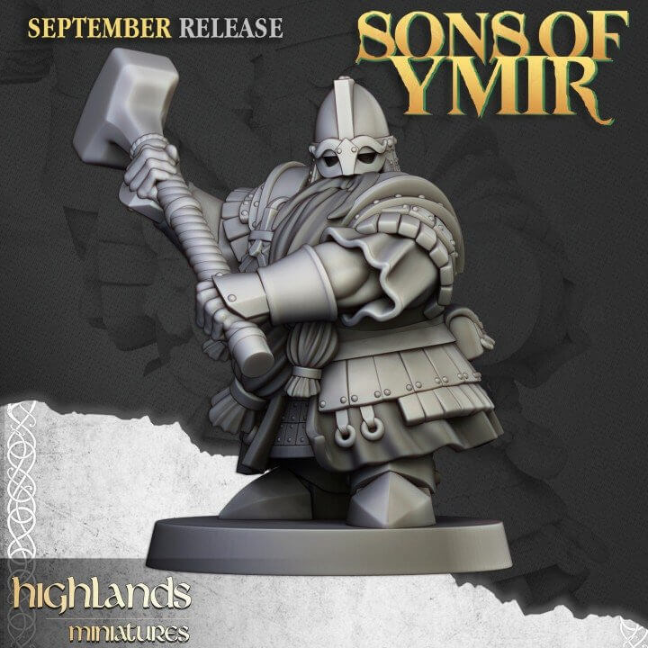 "Highlands Miniatures Dwarf Kingsguard  Sons Of Ymir miniature back view Border3D LLC"